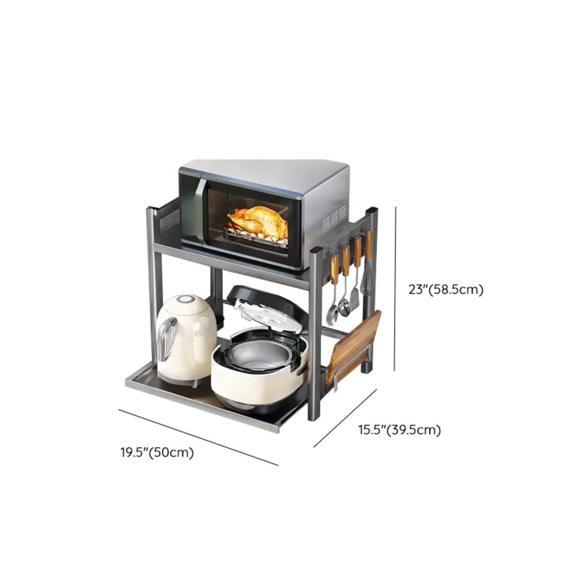 Silver Stainless Steel Baker's Rack with Microwave Shelf