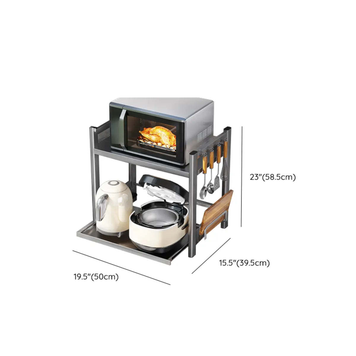 Silver Stainless Steel Baker's Rack with Microwave Shelf