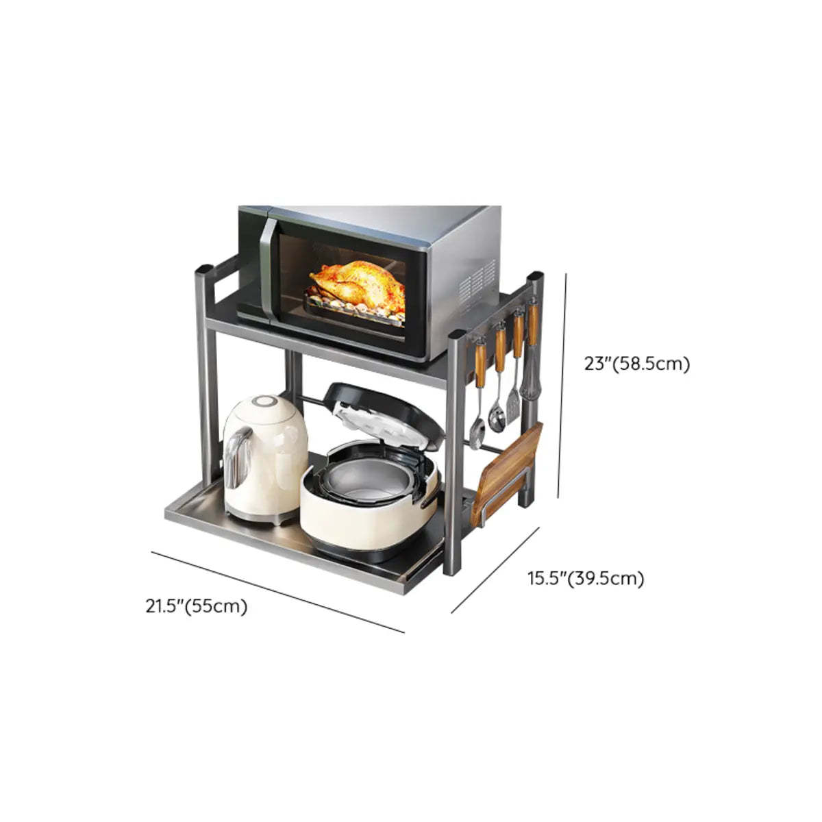 Silver Stainless Steel Baker's Rack with Microwave Shelf