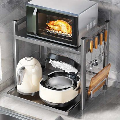 Silver Stainless Steel Baker's Rack with Microwave Shelf