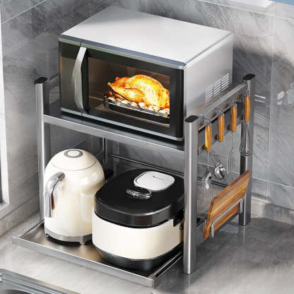 Silver Stainless Steel Baker's Rack with Microwave Shelf