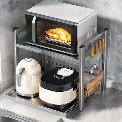 Silver Stainless Steel Baker's Rack with Microwave Shelf