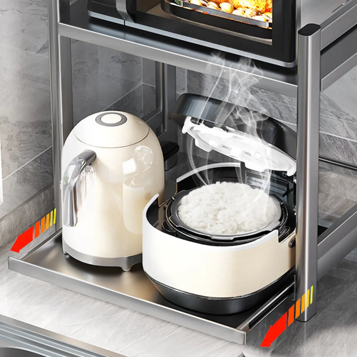 Silver Stainless Steel Baker's Rack with Microwave Shelf