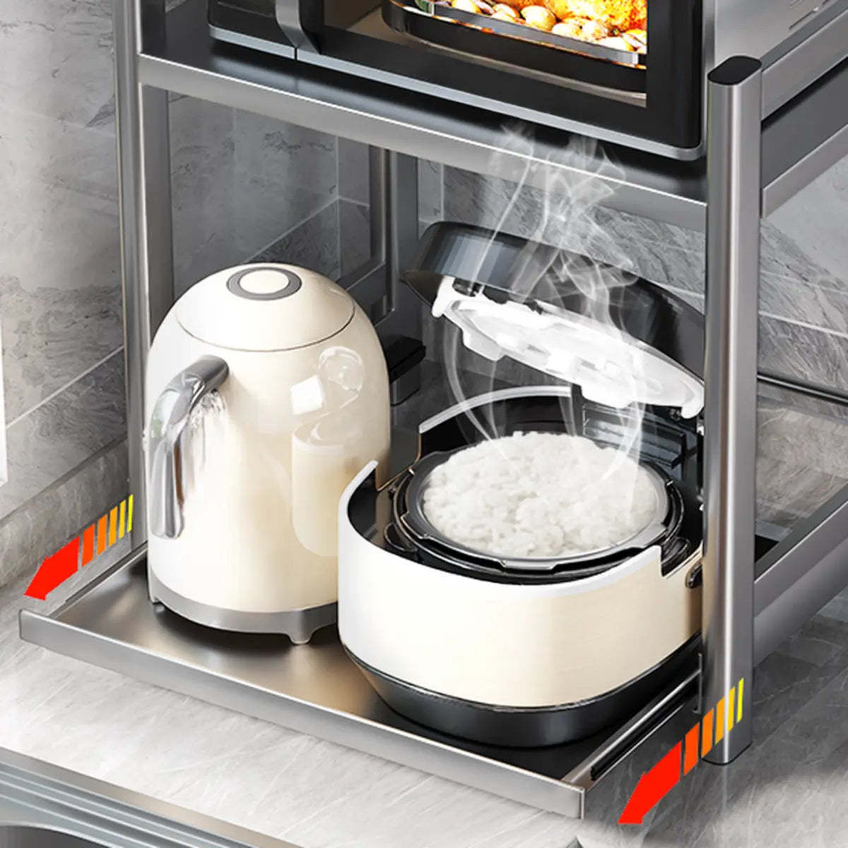 Silver Stainless Steel Baker's Rack with Microwave Shelf