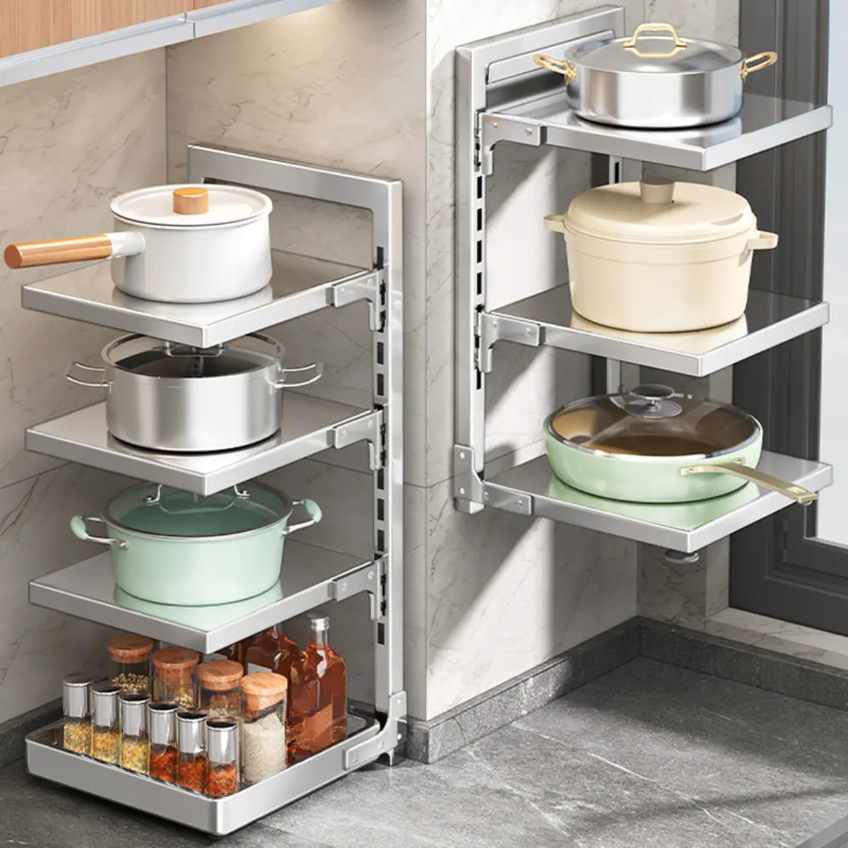 Modern baker's stainless silver display cabinets, Lighom — 9" L x 11" W x 12" H
