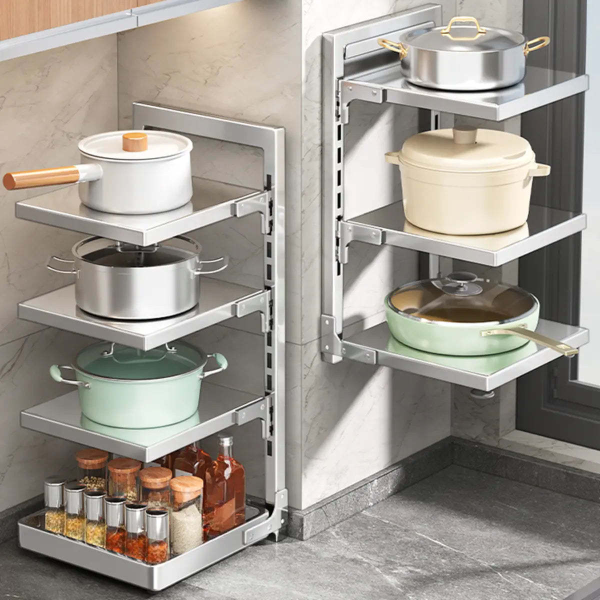 Silver Stainless Steel Narrow Baker's Rack with Shelves