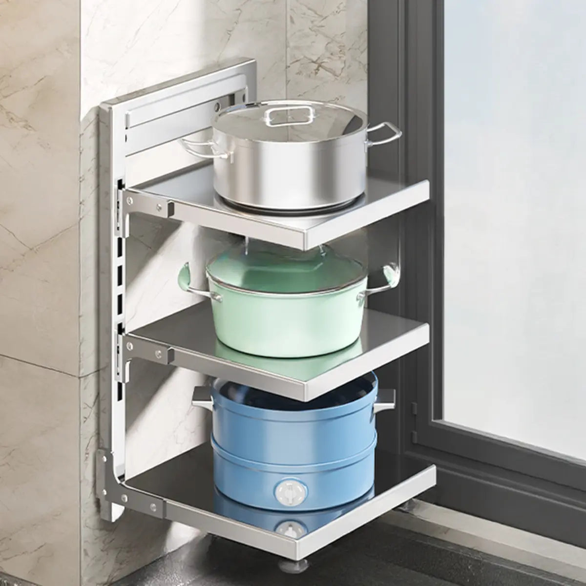 Silver Stainless Steel Narrow Baker's Rack with Shelves