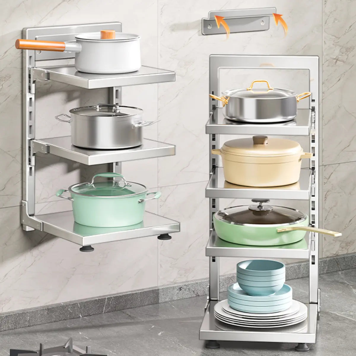 Silver Stainless Steel Narrow Baker's Rack with Shelves