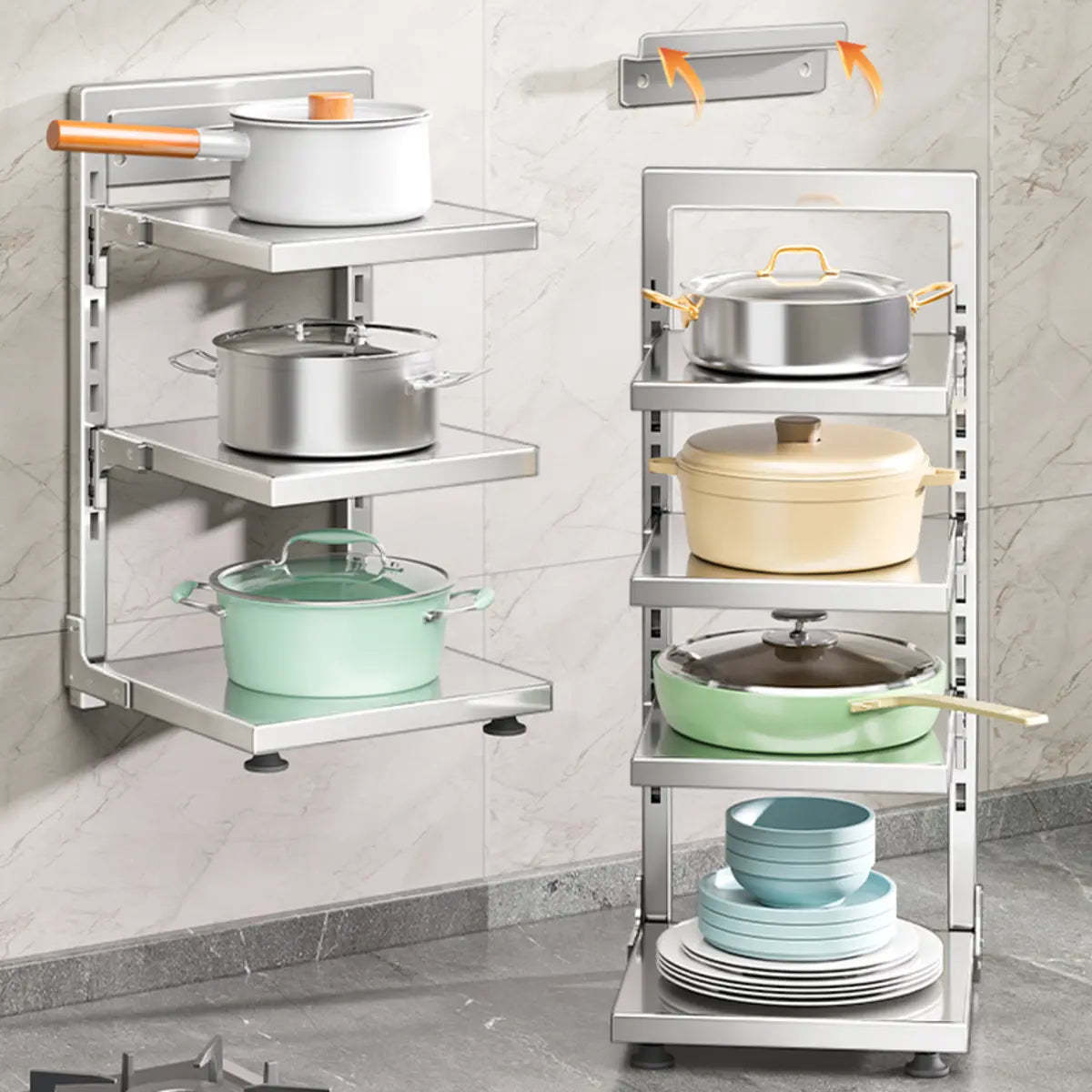 Silver Stainless Steel Narrow Baker's Rack with Shelves