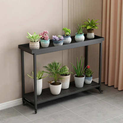 Simple White 2-Tier Rectangular Metal Sliding Plant Stand — 2 / White