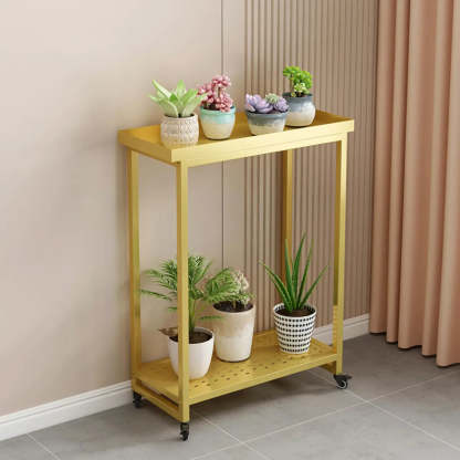 Simple White 2-Tier Rectangular Metal Sliding Plant Stand — 2 / Black
