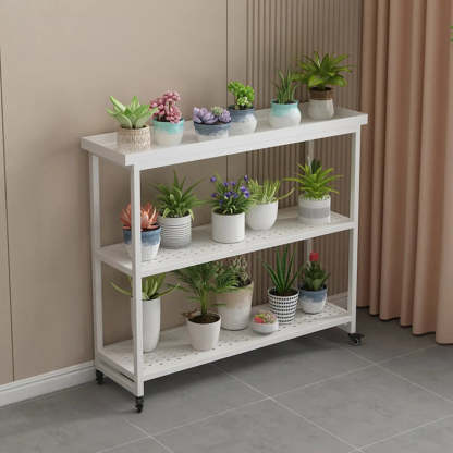 Simple White 2-Tier Rectangular Metal Sliding Plant Stand — 2 / Black
