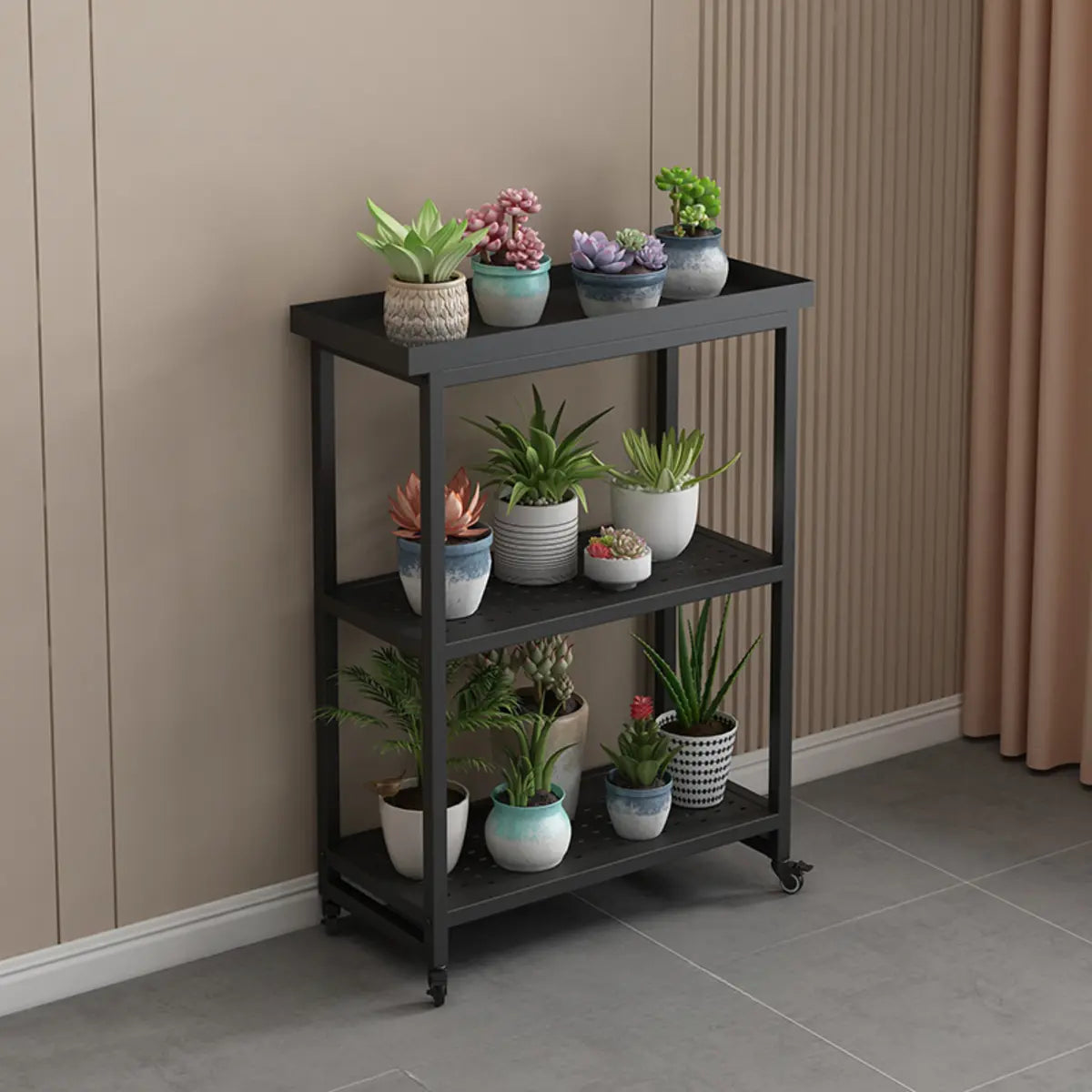 Simple White 2-Tier Rectangular Metal Sliding Plant Stand — 2 / Gold