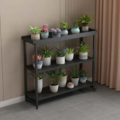 Simple White 2-Tier Rectangular Metal Sliding Plant Stand — 2 / White
