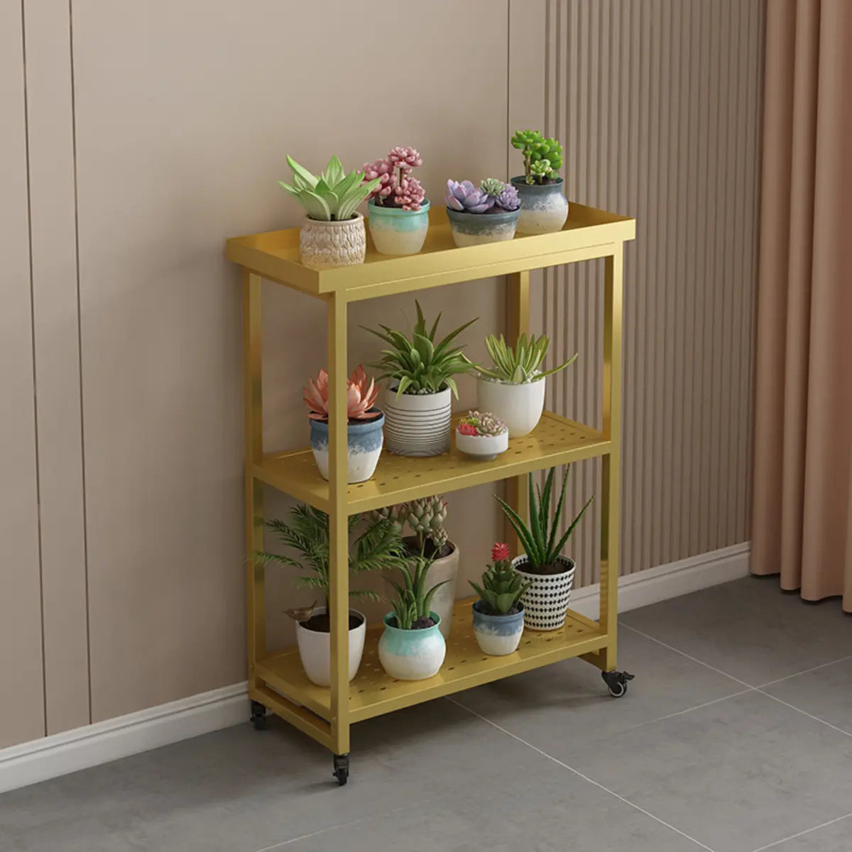 Simple White 2-Tier Rectangular Metal Sliding Plant Stand — 2 / Black