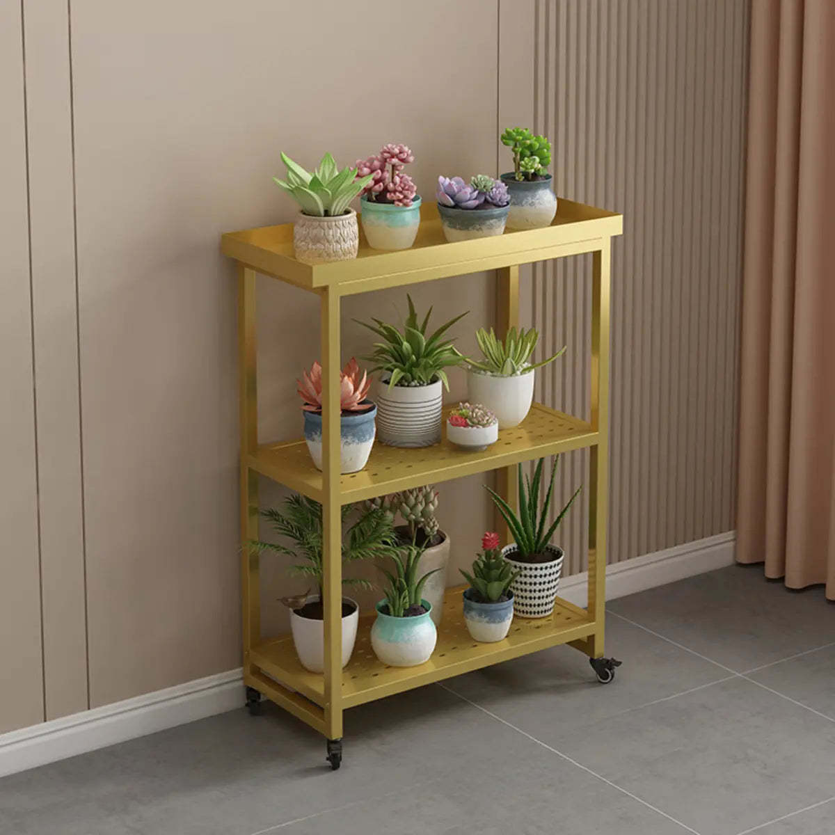 Simple White 2-Tier Rectangular Metal Sliding Plant Stand — 2 / Black