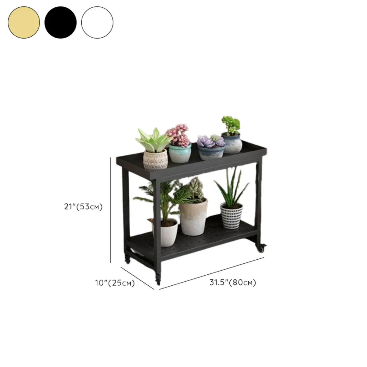 Simple White 2-Tier Rectangular Metal Sliding Plant Stand — 2 / Black