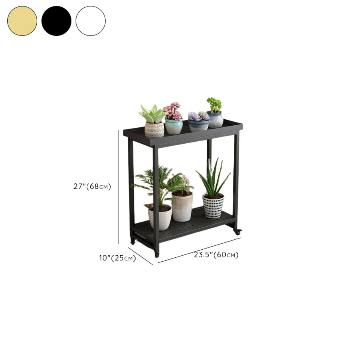 Simple White 2-Tier Rectangular Metal Sliding Plant Stand — 2 / Black