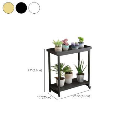 Simple White 2-Tier Rectangular Metal Sliding Plant Stand — 2 / Black