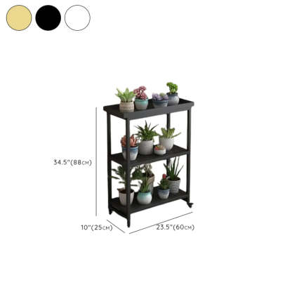 Simple White 2-Tier Rectangular Metal Sliding Plant Stand — 3 / Matte Black
