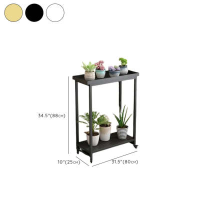 Simple White 2-Tier Rectangular Metal Sliding Plant Stand — 3 / Gold