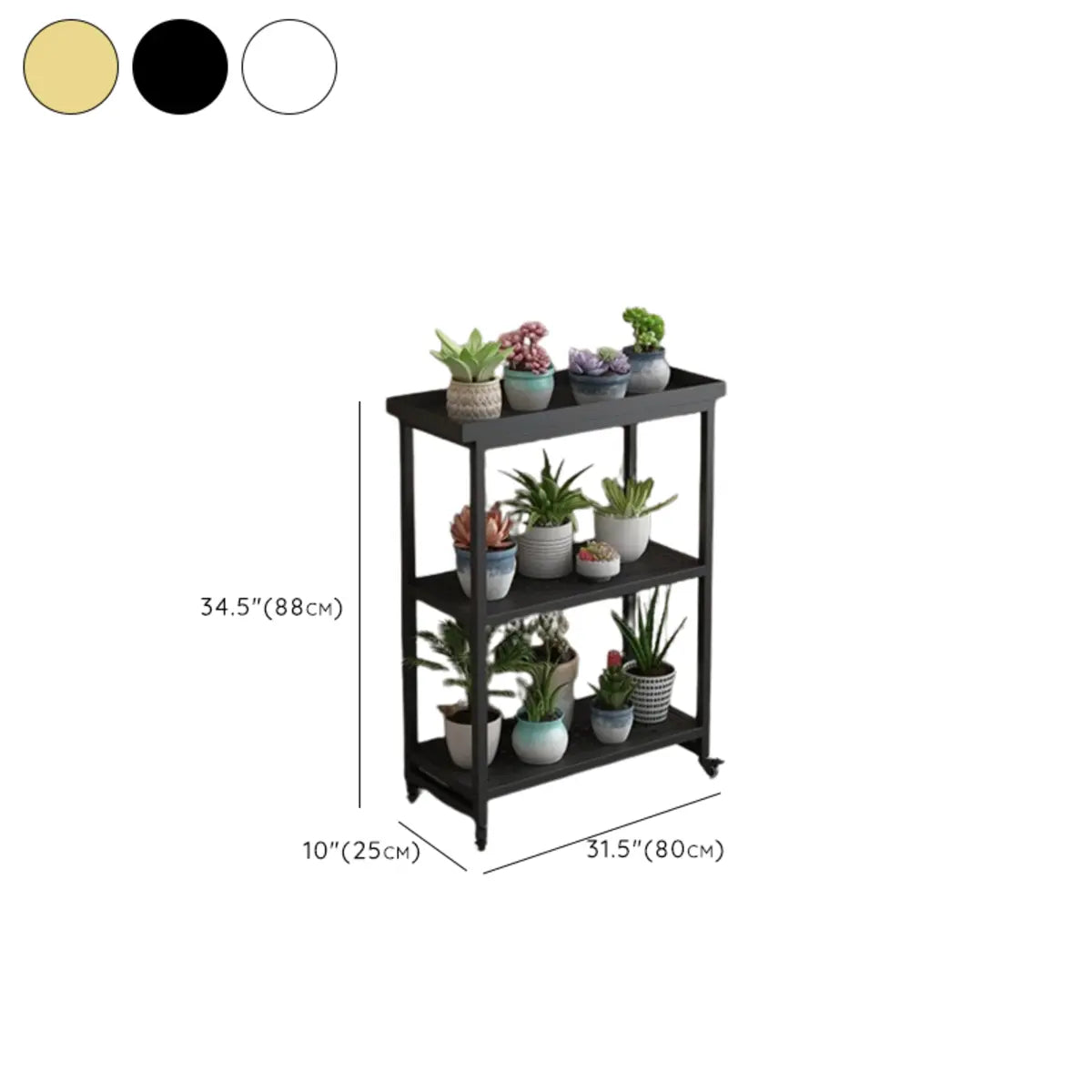 Simple White 2-Tier Rectangular Metal Sliding Plant Stand — 3 / Gloss White