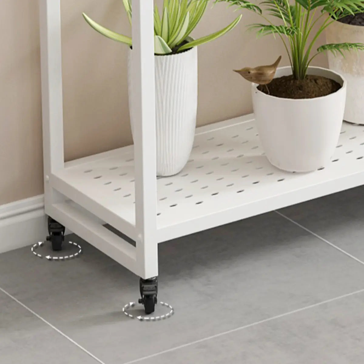 Simple White 2-Tier Rectangular Metal Sliding Plant Stand — 2 / Gold
