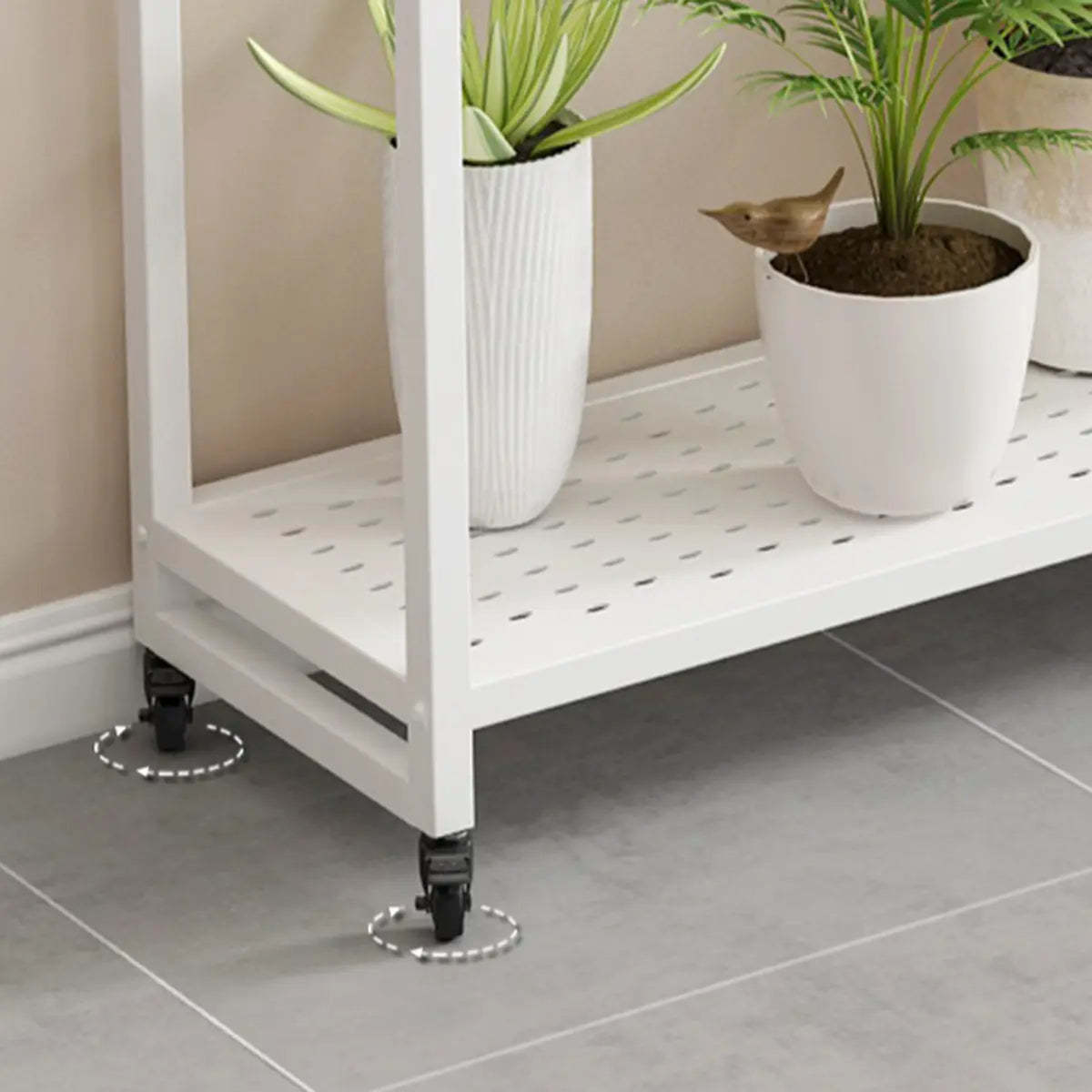 Simple White 2-Tier Rectangular Metal Sliding Plant Stand — 2 / Gold