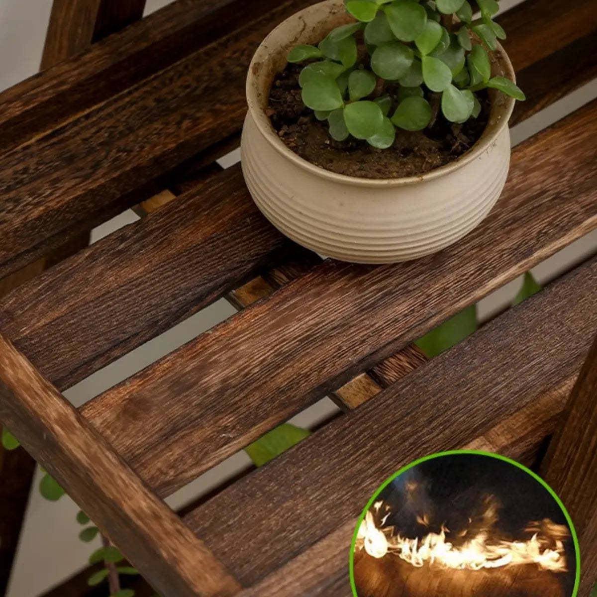 Brown A-Frame Wood Multi-Tier Crate Plant Stand