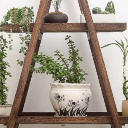 Brown A-Frame Wood Multi-Tier Crate Plant Stand