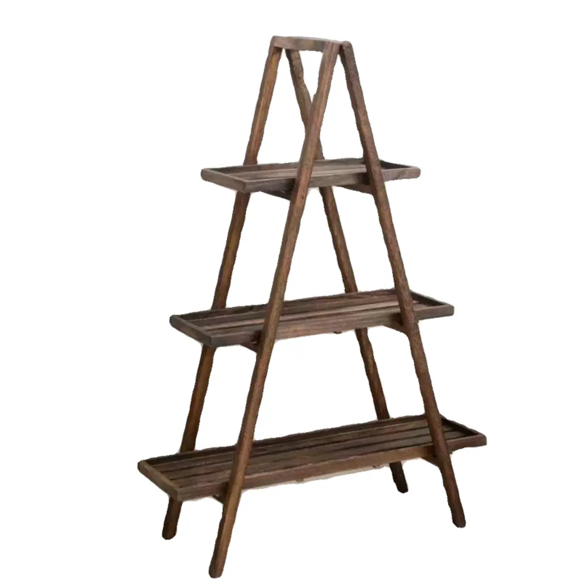 Brown A-Frame Wood Multi-Tier Crate Plant Stand