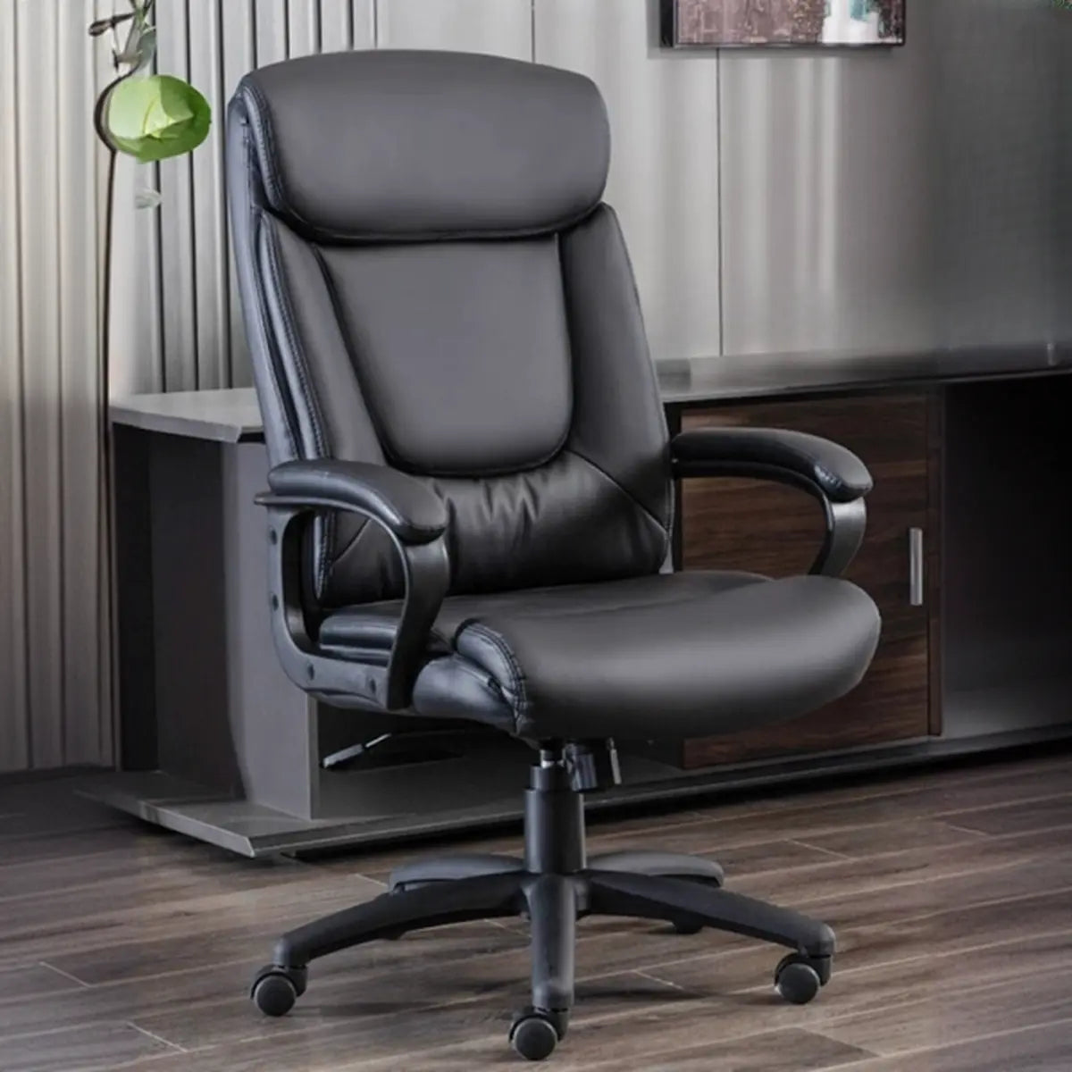 Simple Black Adjustable Ergonomic Leather Office Chair