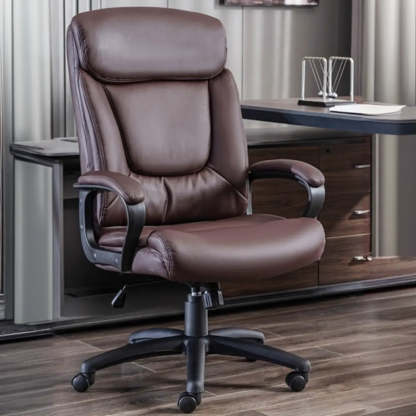 Simple Black Adjustable Ergonomic Leather Office Chair