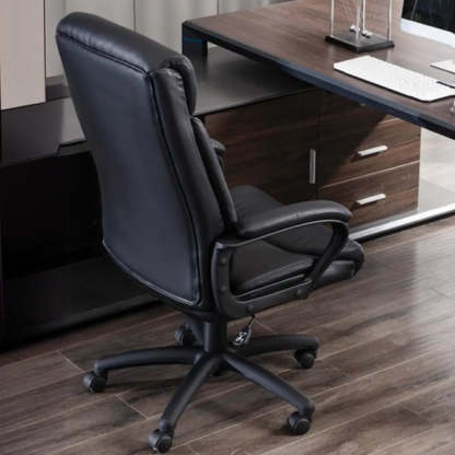 Simple Black Adjustable Ergonomic Leather Office Chair