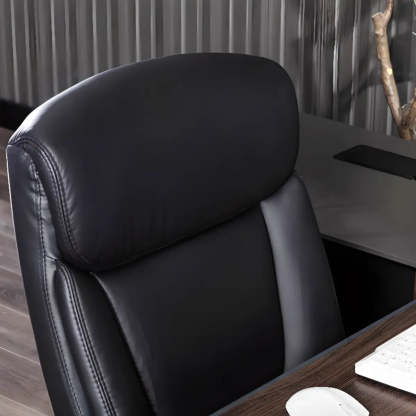 Simple Black Adjustable Ergonomic Leather Office Chair