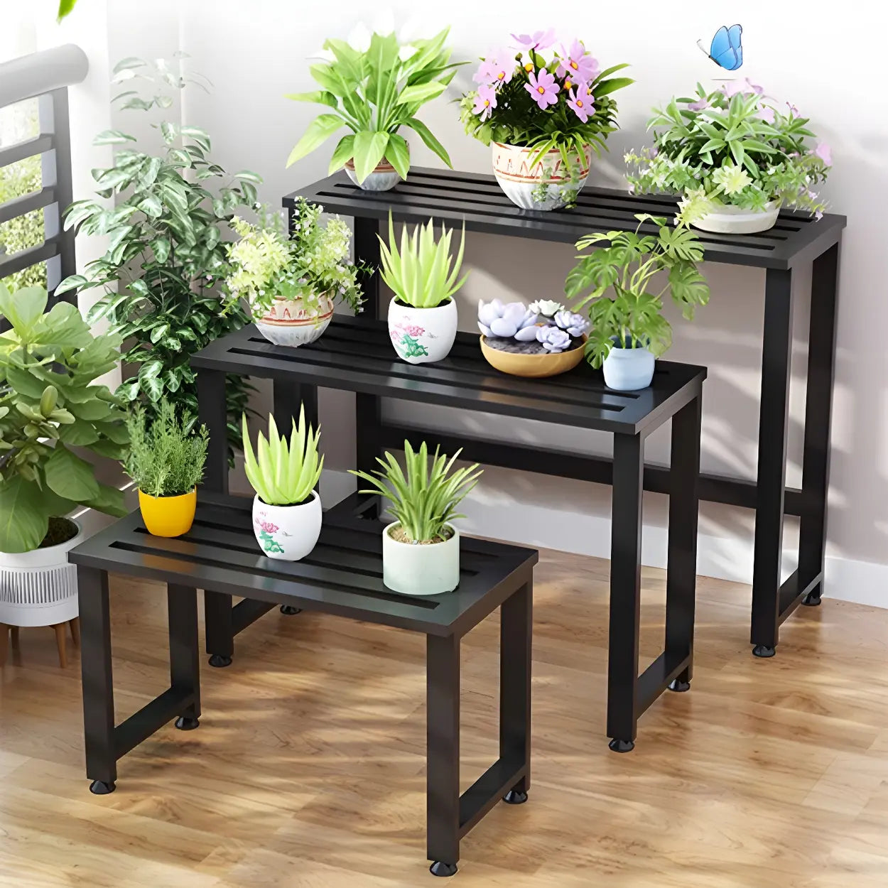Simple Black Metal Waterproof Plant Stand