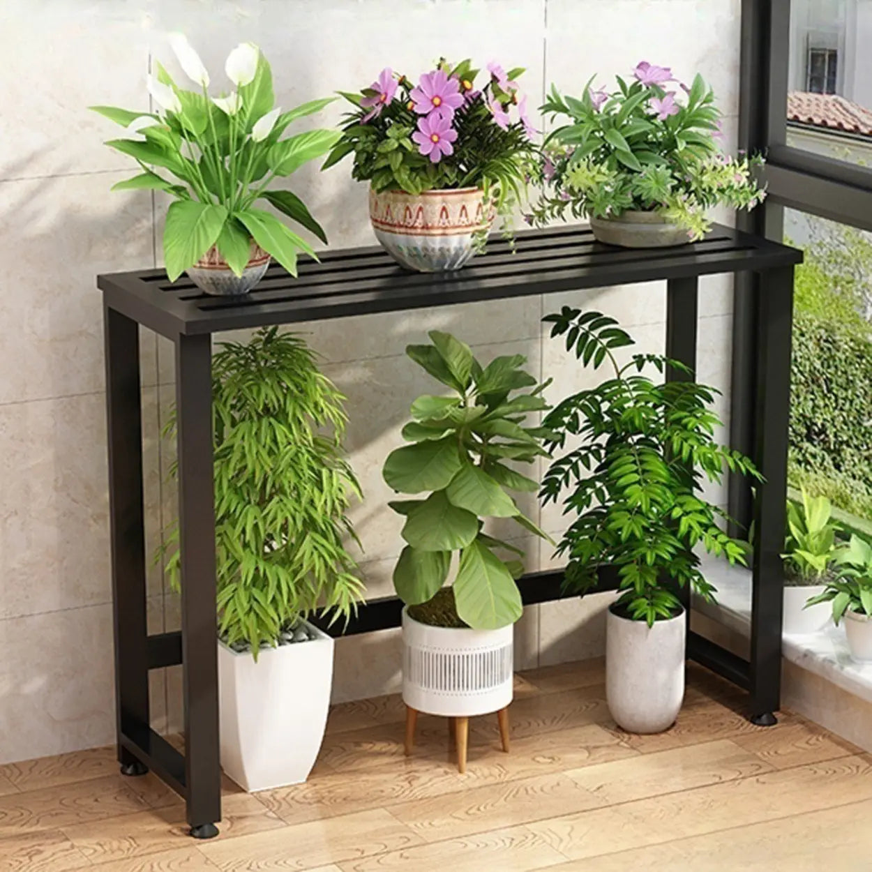 Simple Black Metal Waterproof Plant Stand