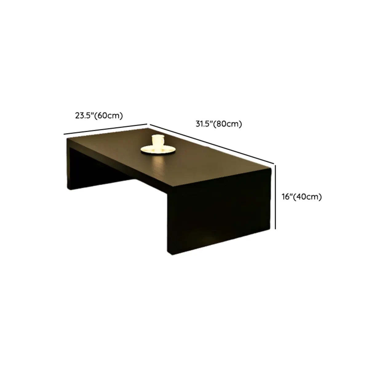 Simple Black Wood Rectangle Sled Coffee Table