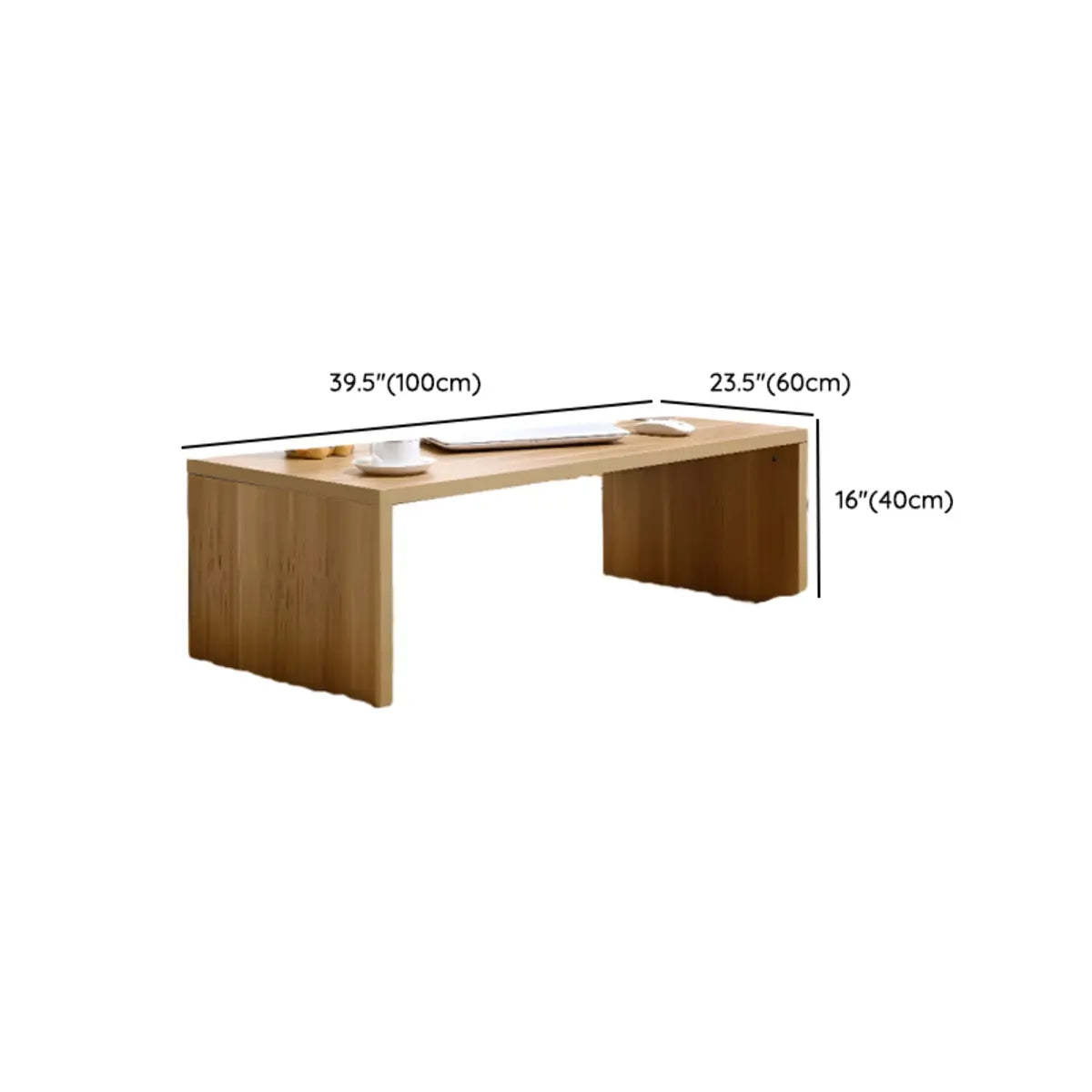Simple Black Wood Rectangle Sled Coffee Table