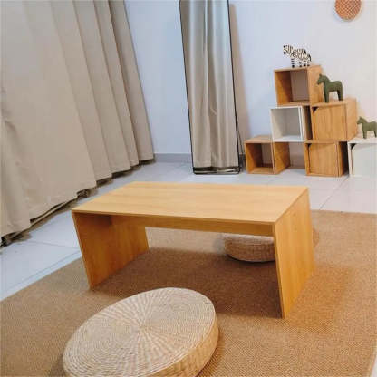 Simple Black Wood Rectangle Sled Coffee Table