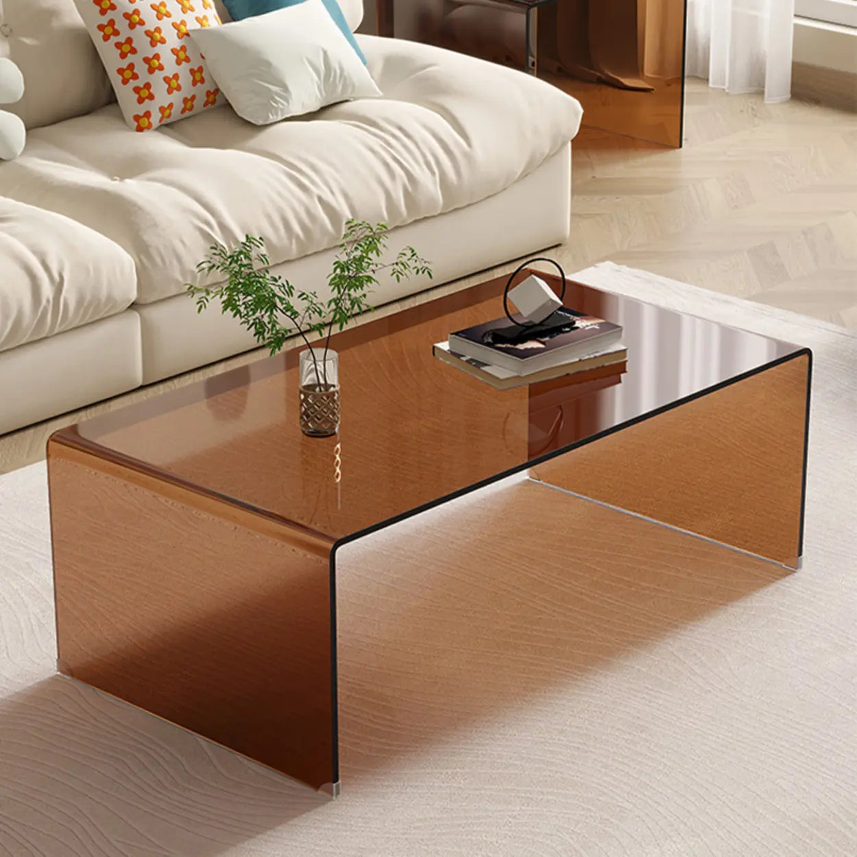 Modern sledge rectangular glass coffee tables — 31.5"L x 16"W x 16"H