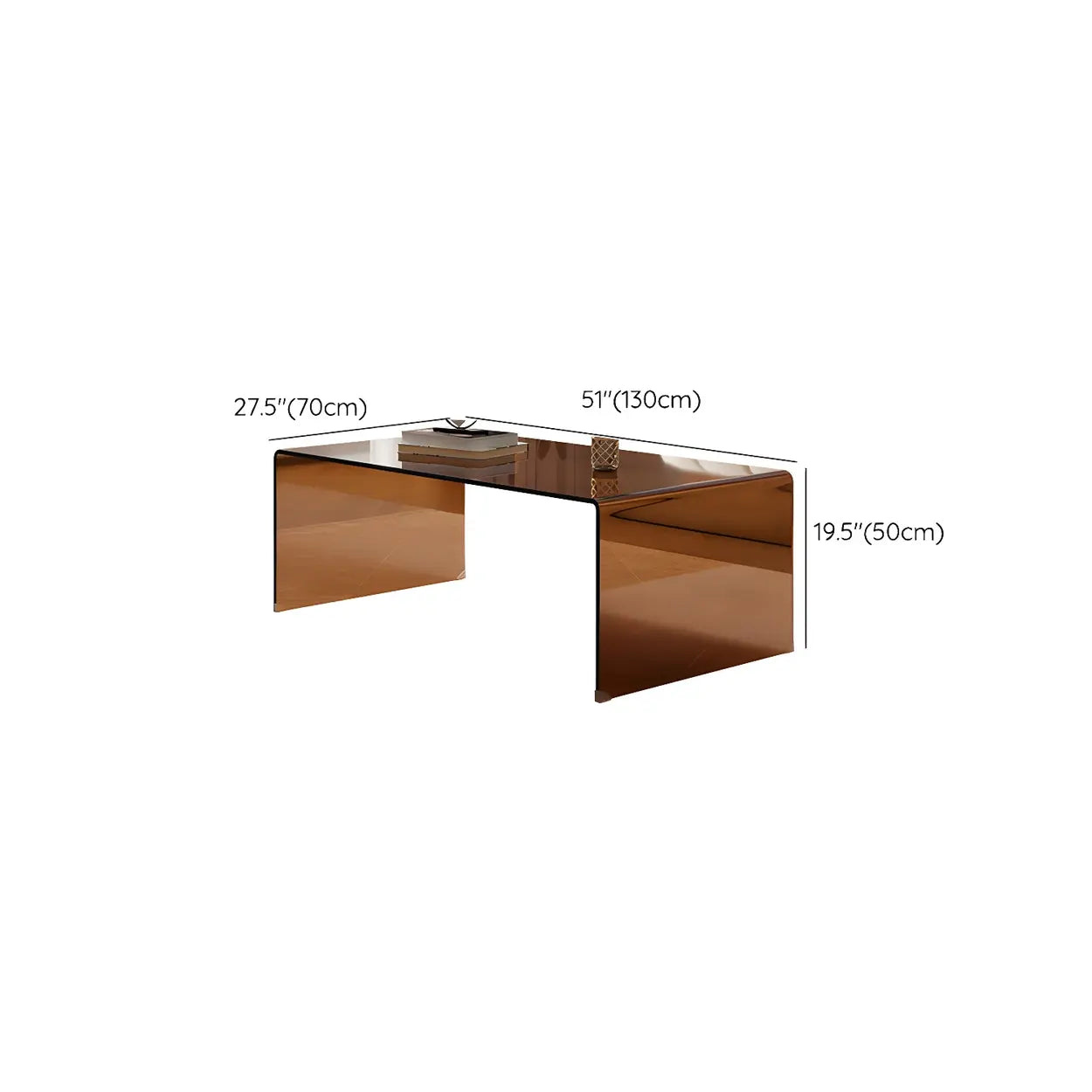 Brown Glass Rectangular Sledge Coffee Table