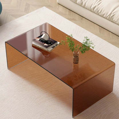 Brown Glass Rectangular Sledge Coffee Table