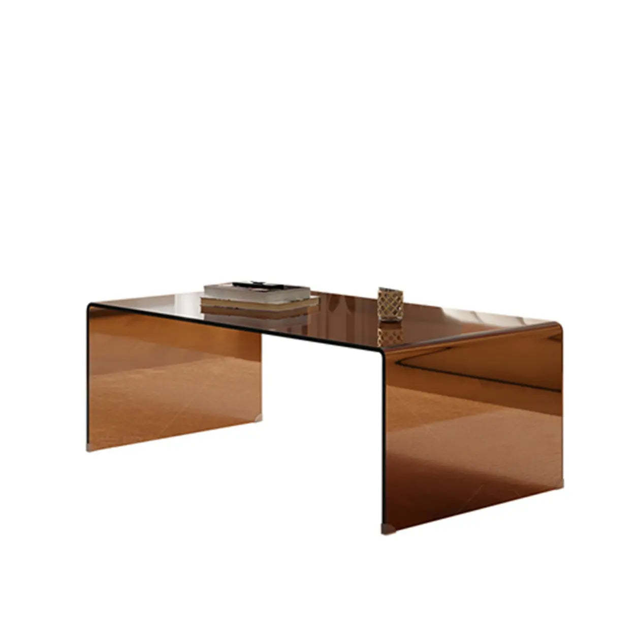 Brown Glass Rectangular Sledge Coffee Table