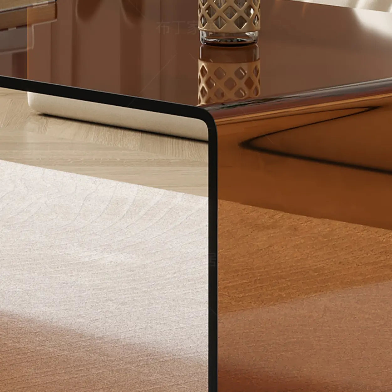 Brown Glass Rectangular Sledge Coffee Table