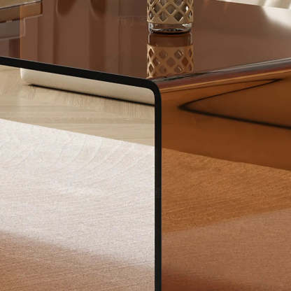 Brown Glass Rectangular Sledge Coffee Table