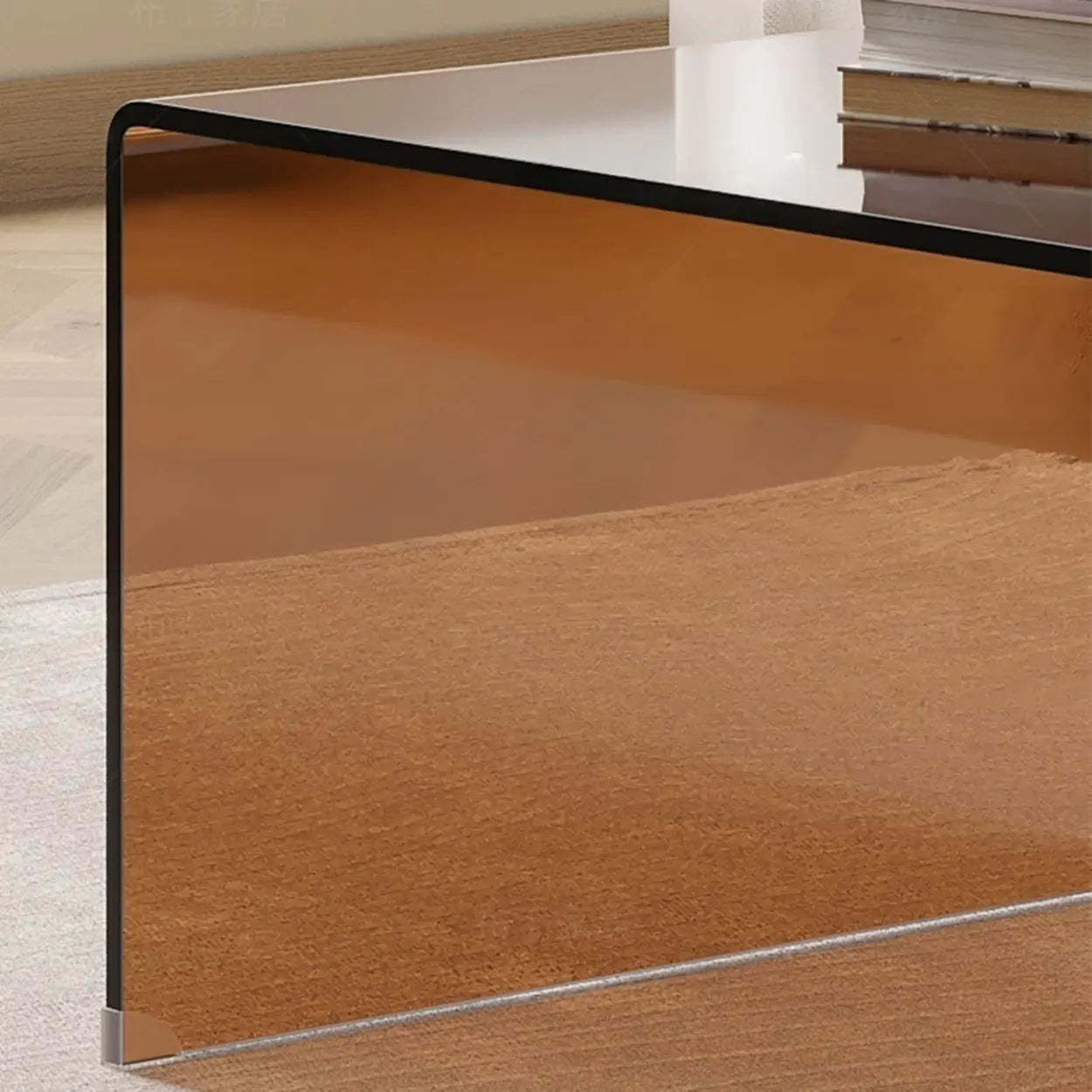 Brown Glass Rectangular Sledge Coffee Table