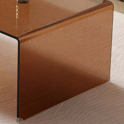Brown Glass Rectangular Sledge Coffee Table