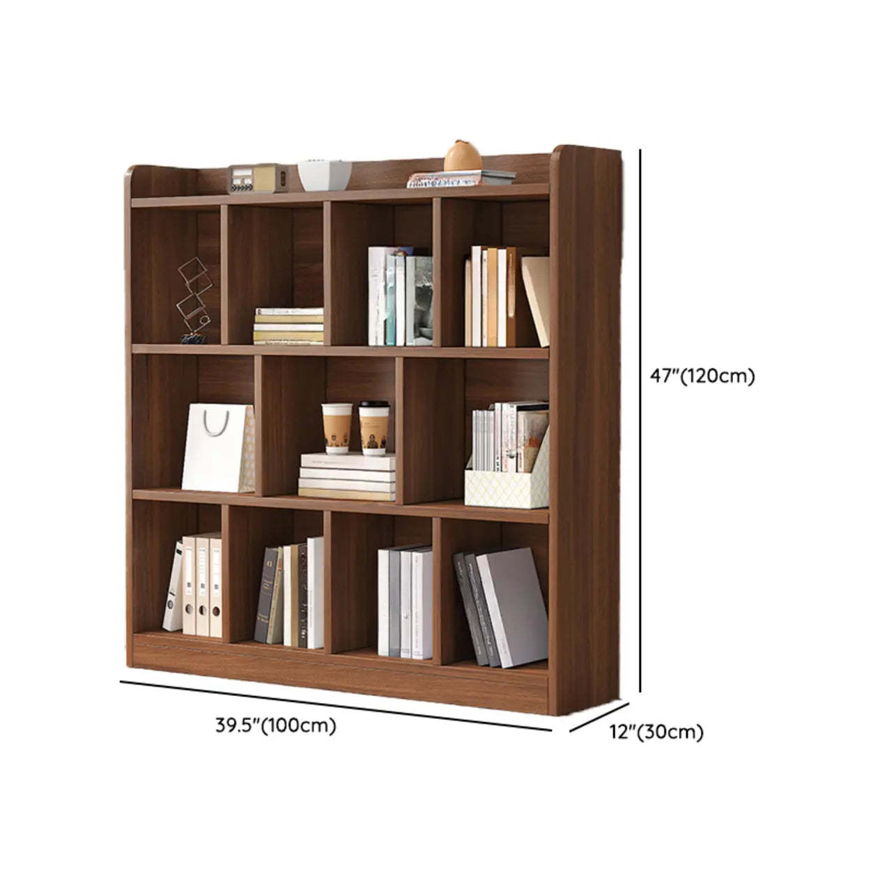 Simple Brown Horizontal Wood Short Bookcase