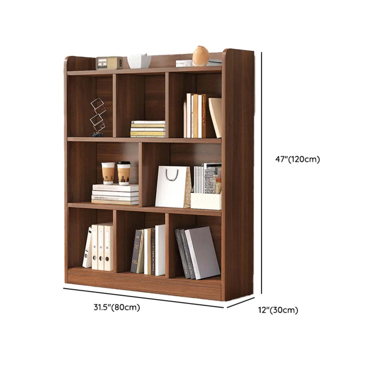 Simple Brown Horizontal Wood Short Bookcase